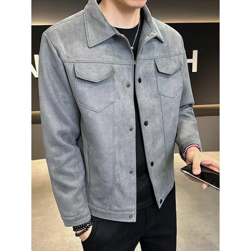 Modna zamszowa kurtka męska 2025: Wysokiej jakości odzież casualowa na wiosnę/jesień