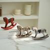 Retro Wooden Rocking Horse Ornament Year Of The Horse Mascot Desk Decor Horse Figurine Hand Carved Horse Balance Art Adornment