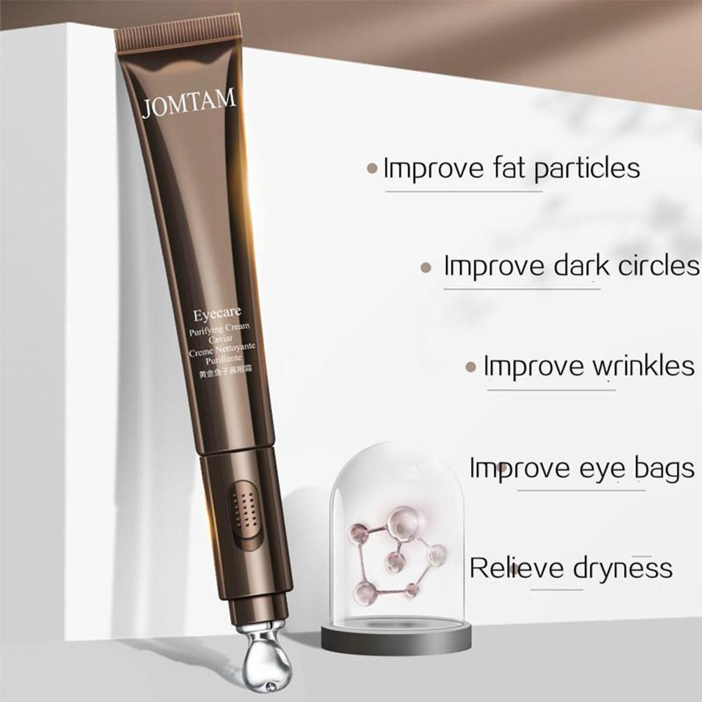 2 In 1 Gold Caviar Eye Cream Electric Massager Anti Age Remove Dark Circles Serum Roller Vibration Massage Eye Care