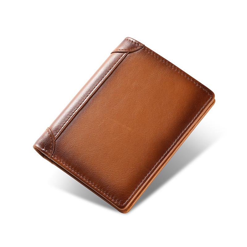 

Мужской бумажник из вощеной кожи: Ретро-контраст, многоразовый, зажим для денег