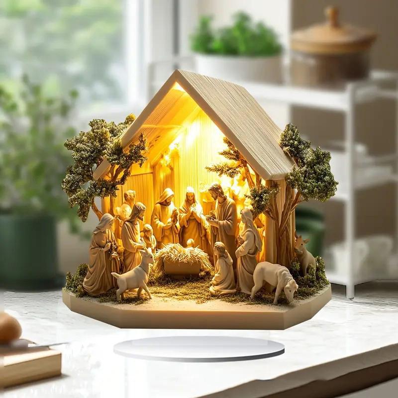 2026  Nativity Jesus Birth Scene Xmas Table Centerpiece Accessory 2D Flat Acrylic For Home Office Decoration Party Ornment
