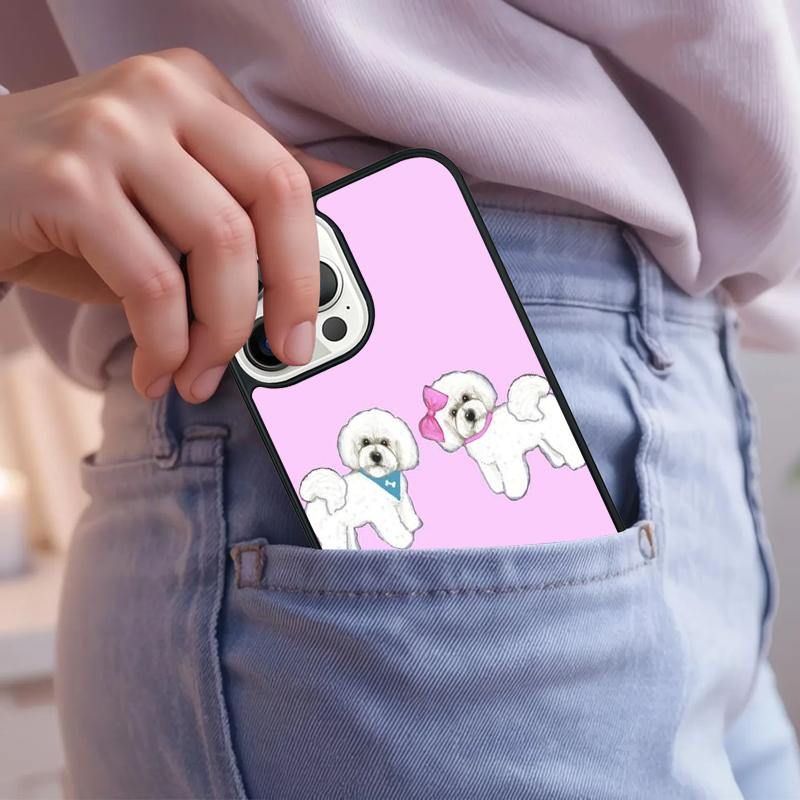 Cute Cartoon Bichon Frise Phone Case For iPhone 17 Air 15 16e 14 13 Pro Max Coque 12 11 Pro Max PLUS cover
