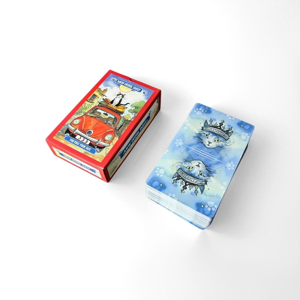Mew Cruise Tarot Cards 10.3*6cm 78 Tarot Cards with Cute Cat Artwork, Divination Board Game for Cat Lovers and Beginners