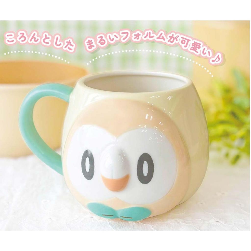 Marimo Craft Face W115 x H80 x PokéPeace Mug, Pokémon, Rowlet, D85mm, PKP-196