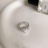 Elegant Heart Womens Pattern Ring Unique Korean Style Adjustable Open Design For Lovers Fashion