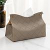 American Living Room Hotel Table Tissue Box Car Tissue Holder Cheap Wholesale PU Leather Woven Plaid Tissue Box Nordic Modern