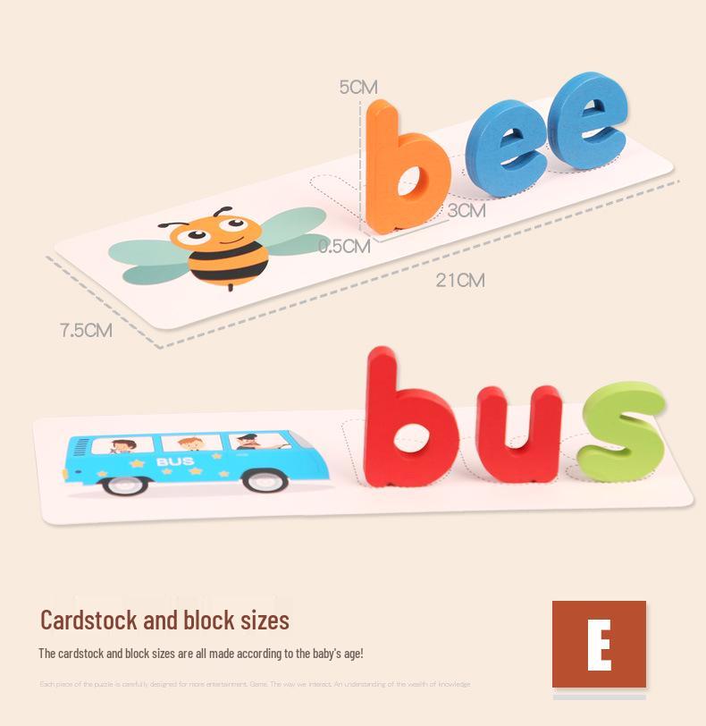 Cross-border Fun Wooden Word Battle Game: 26 Alphabet Matching Blocks Educational Toy