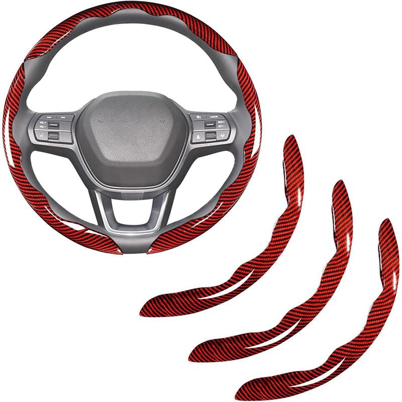 3Pcs 38Cm Carbon Fiber Car Steering Wheel Cover Non-Slip Protective Cover Segmented Car Styling Accessories For 99% Car