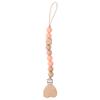 Baby Teething Toy Beech Wood Pacifier Clip Heart Shape Pacifier Clip Silicone Beads Teething Toy Rossy Red