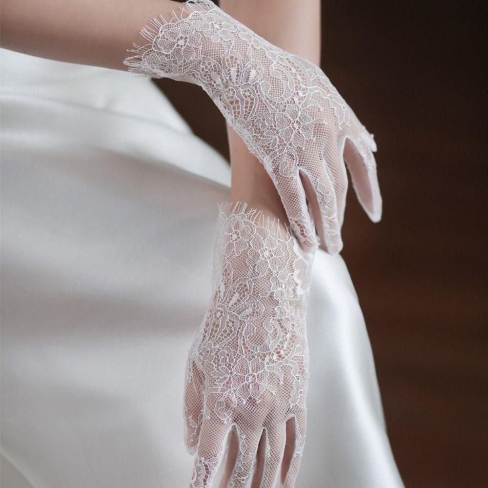 Elegant Cosplay Mesh Banquet Dinner Dress Party Wedding Mittens Bridal Mesh Gloves Lace Long Gloves