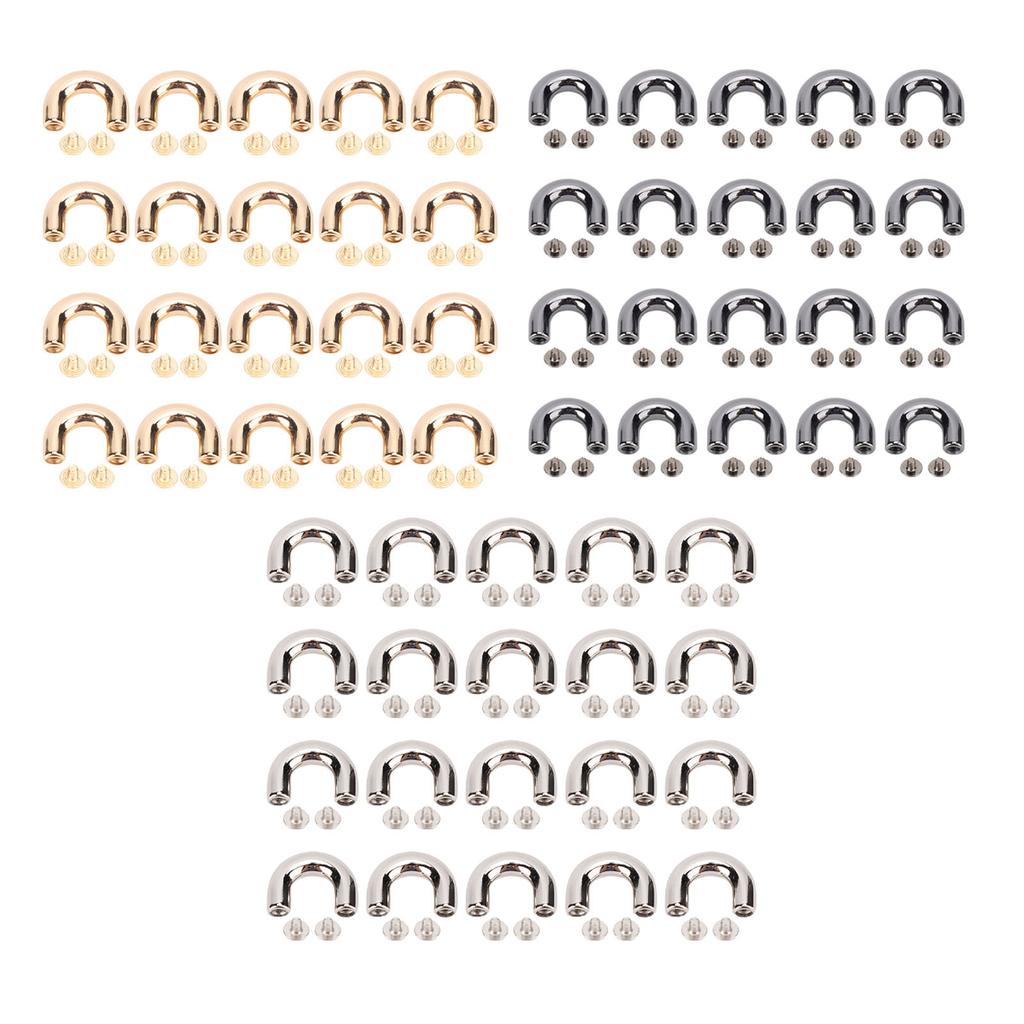 20 Set Bag Arch Bridge Metal Electroplating 5.5mm Crossing Screw Back D Ring Connector Buckle Set Fo