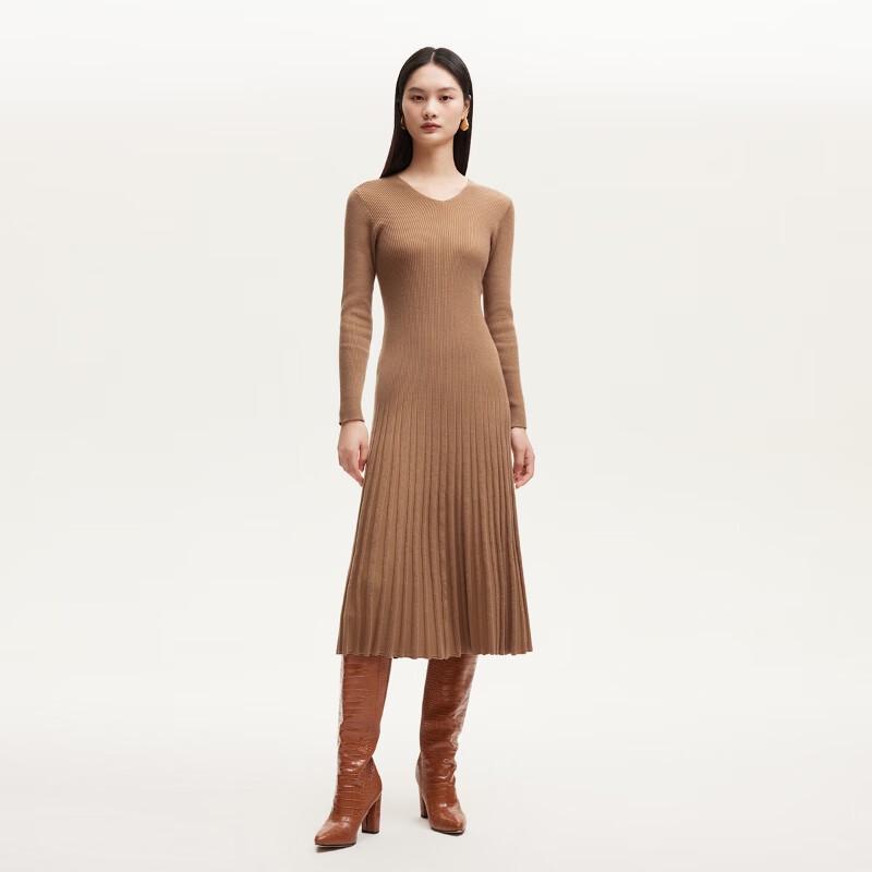

VEROMODA V-Neck Pleated A-Line Knit Long Dress L