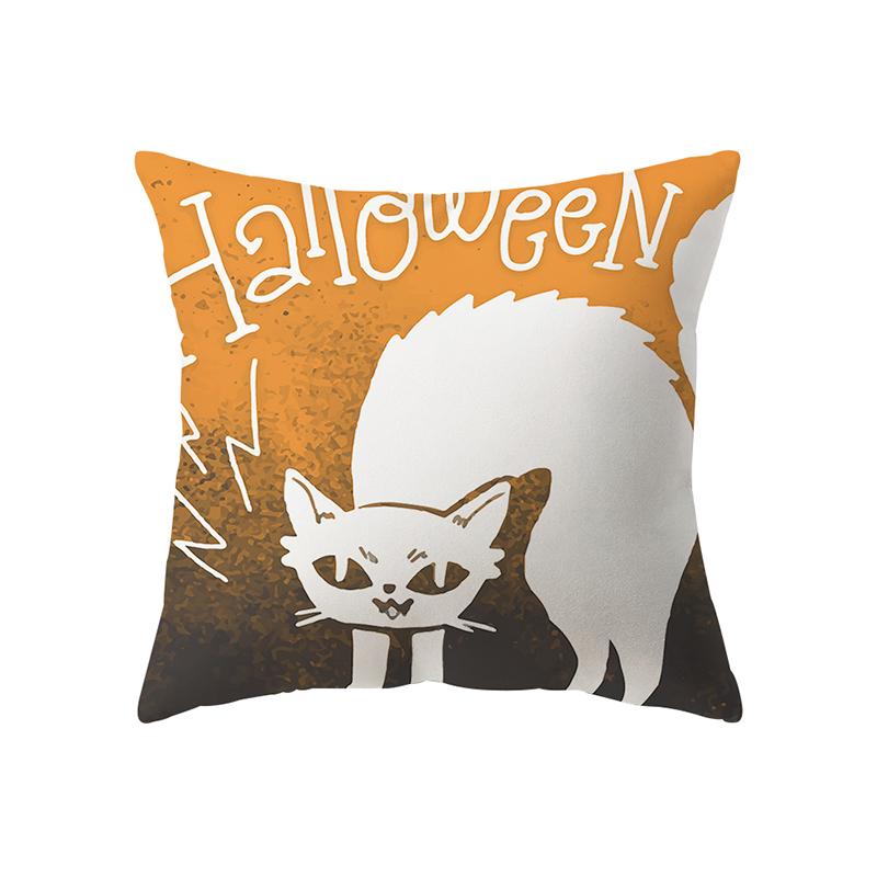 Halloween Theme Witch Pumpkin Print Pattern Cushion Cover Home Living Room Sofa Decoration Square Polyester Pillow Pillow Cover