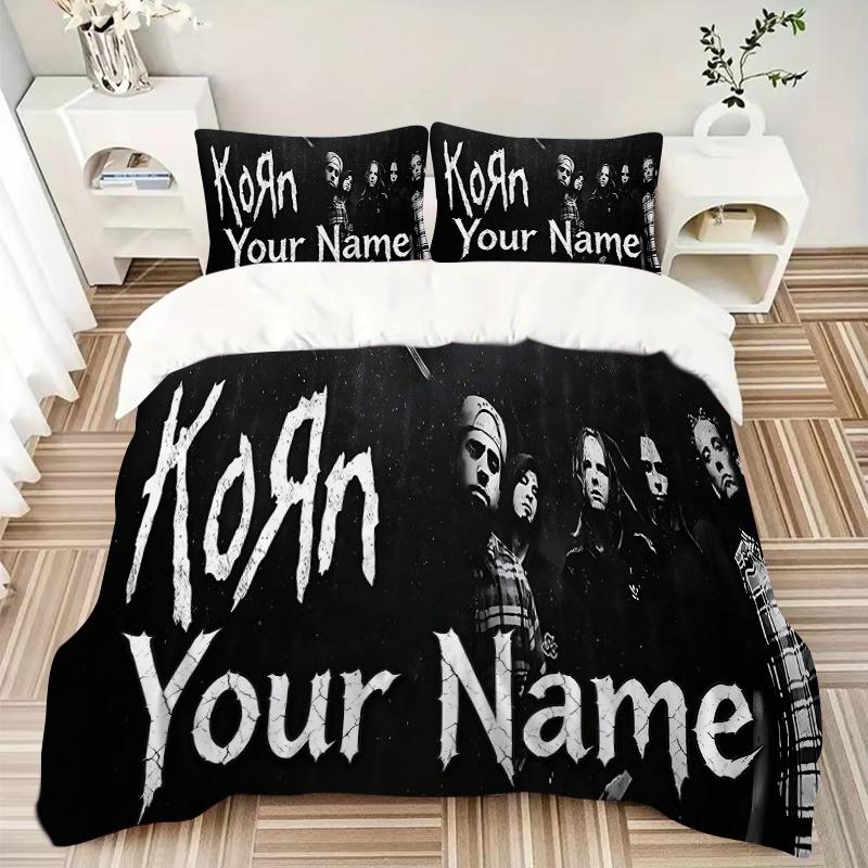 Kon Name Band Druck Bettwäsche Set Personalisiert Waschbar 3tlg Bettbezug Kissenbezüge Weiche Mikrofaser Zuhause Schlafzimmer Geschenk