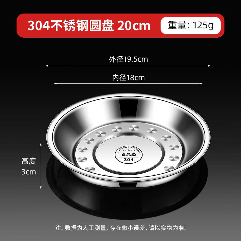 Peach Zhin Extra Thick 304 Stainless Steel Round Food Plate