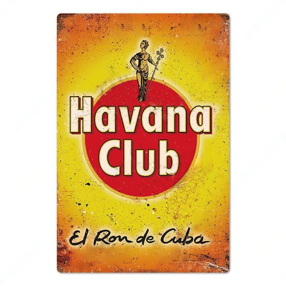 Havana Rum Vintage Tin Signs Metal Posters Decor Retro Plaque Stickers for Pub Club Man