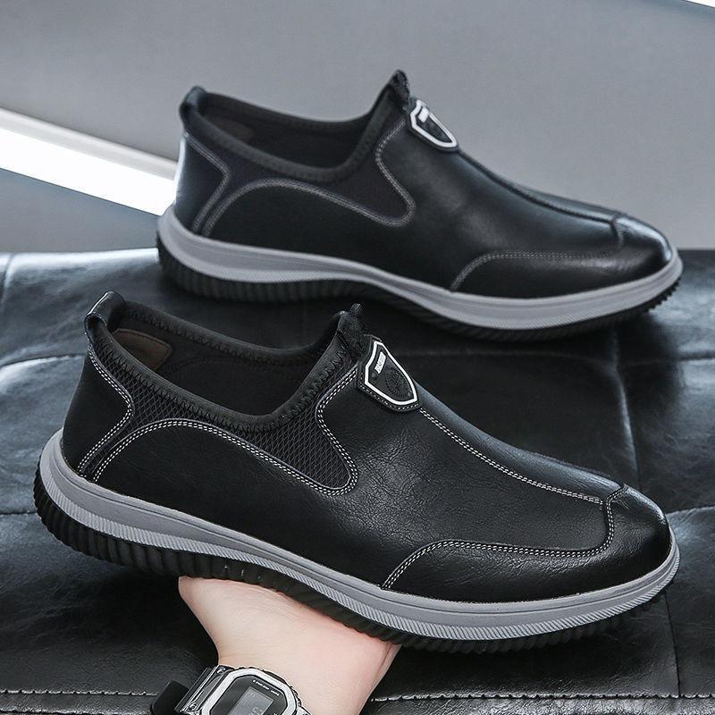 Summer One-pedal Leather Shoes Thick-soled Casual Single Shoes Soft-soled Foot-fitting Dad Shoes Men's Casual Shoes