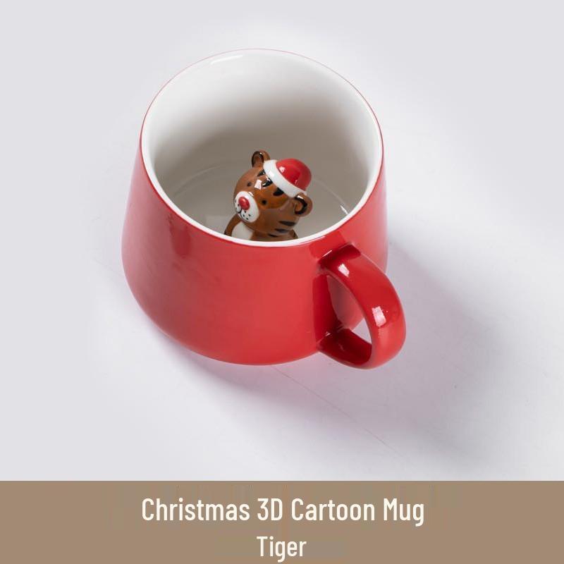 Christmas Cute Animal Cartoon Ceramic Coffee Mug Set
