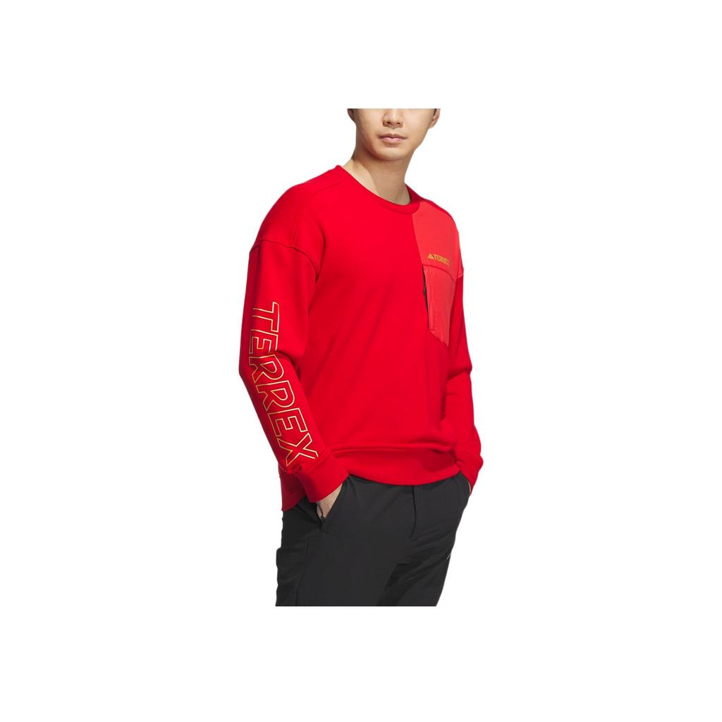 Adidas Logo Print Crewneck Sweatshirt Men Tops Red IP9948