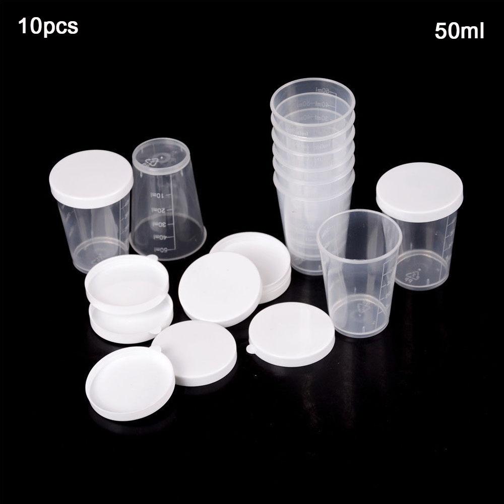 Laboratory 50ml Plastic Calibration Measuring Cups Cup with Lid Container