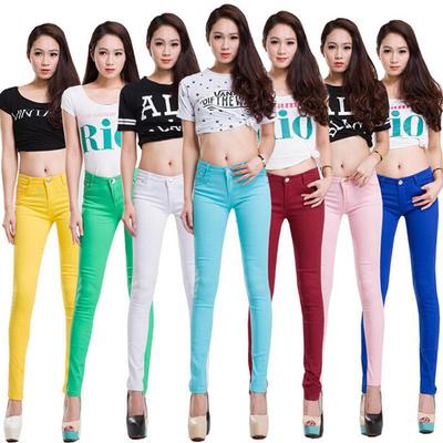 Jeans skinny color caramella da donna - Pantaloni elastici a matita di grandi dimensioni