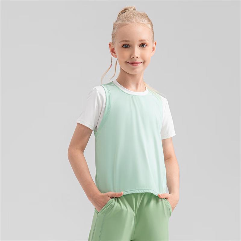

Girls Loose Fit Faux Two-Piece Yoga T-Shirt 130