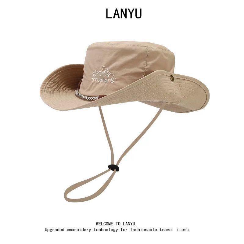 Hat Men's sun hat Sun protection hat Big brim fishing hat Sun hat Summer face hat Outdoor breathable foldable hat