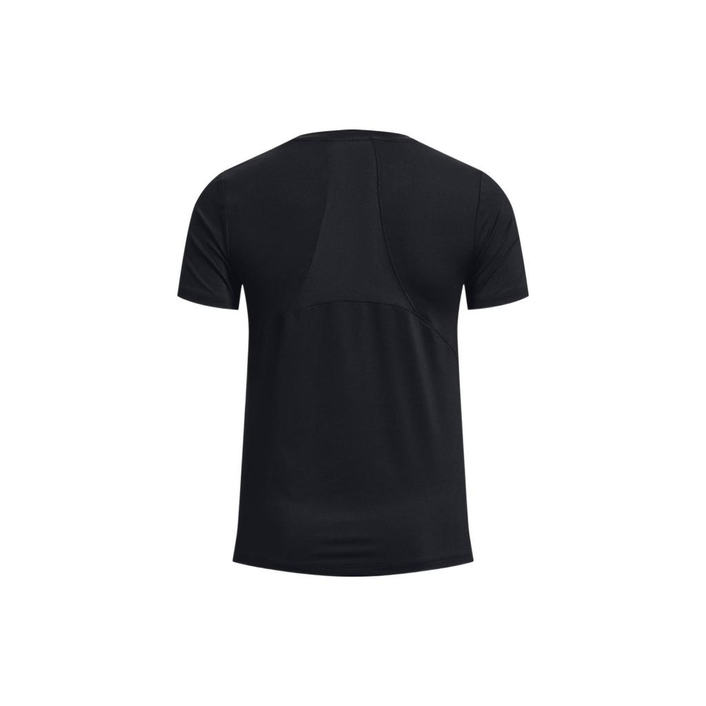 Under Armour Solid Color Round Neck Mesh Back Short Sleeve T-Shirt Women Tops Black 1379043-001