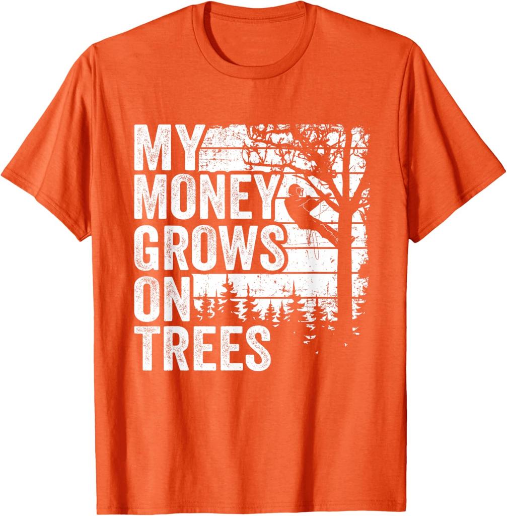 Arborist Money Grows On Trees Graphic Tee Tree Climber Vintage TShirt for Men