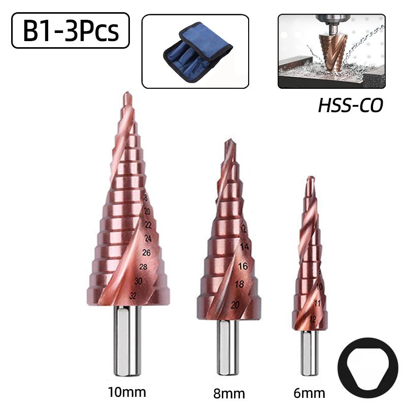 Wiertło stopniowe HSS M35 kobaltowe Rowek spiralny Hex Narzędzie do wiercenia ze stali nierdzewnej Broca Metalowy wiertło do otworów Drewna Stożek wiertniczy Otwór wiertniczy