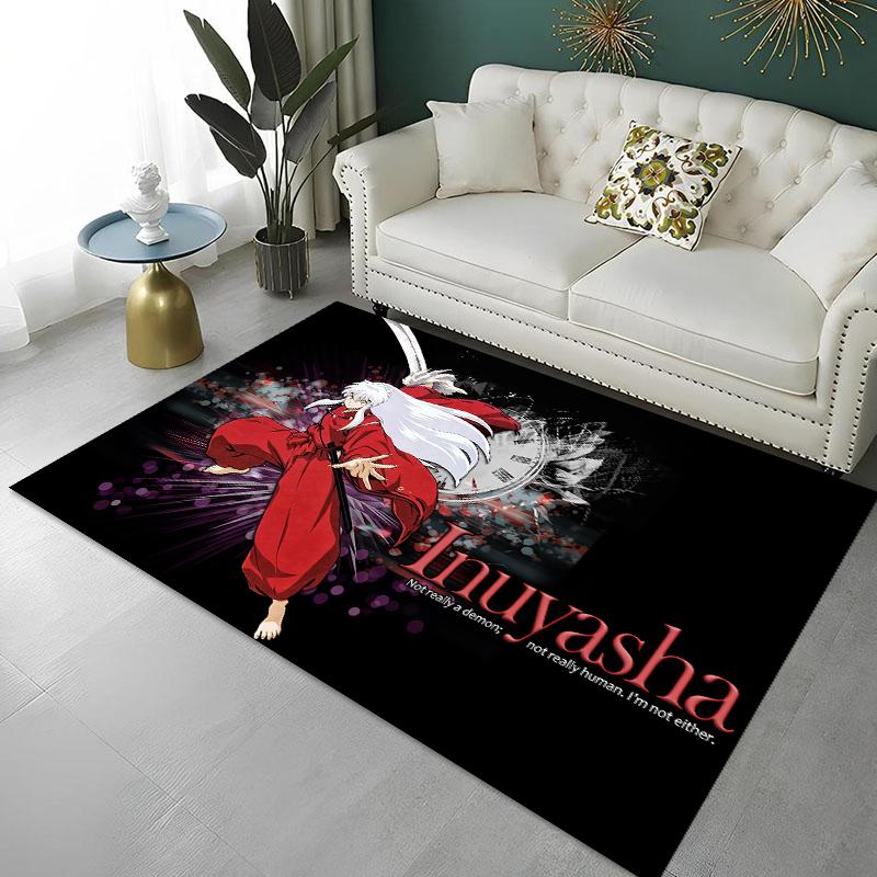 I-Inuyashas Cartoon HD Large Area Printed Carpet Non-slip Multi Function Carpet Living Room Rugs Home Kitchen Hallway Decor