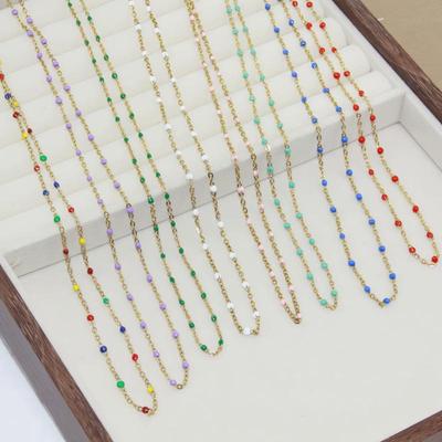 Stainless Steel Drip Oil Bead Ball Chain Necklace – Non-fading, Color-preserving, Handmade DIY Jewelry