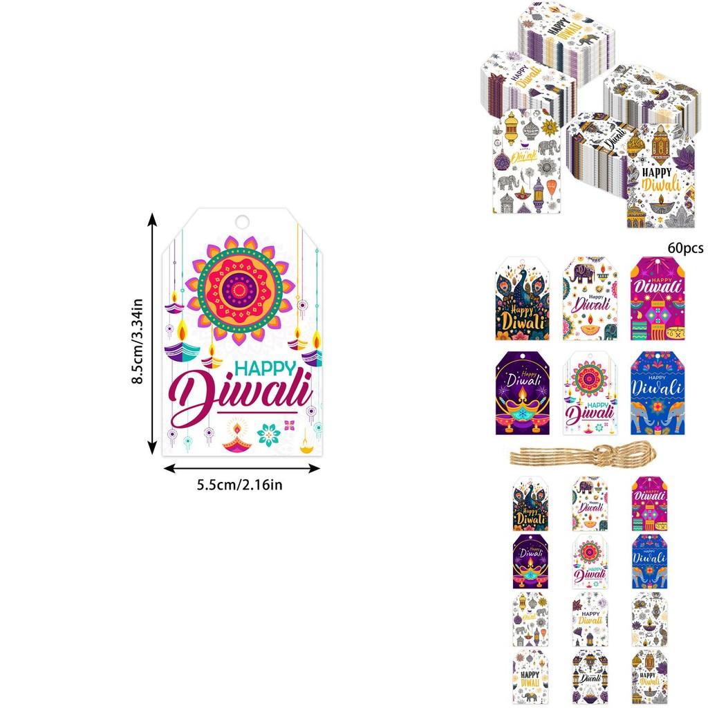 Diwali Festival Paper Party Decor Tags With 60pcs For Venue Decoration Craft Supplies