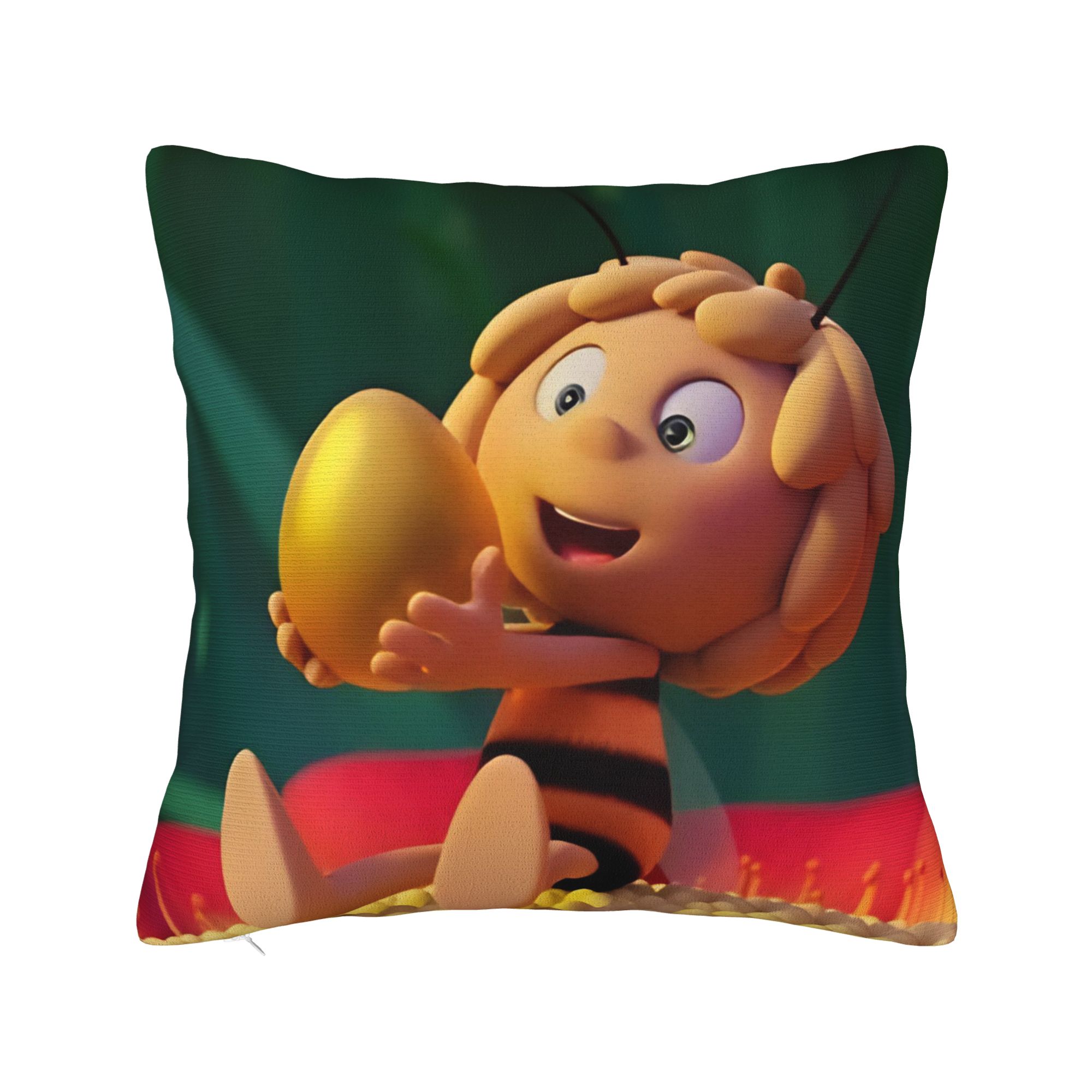 Maya The Bee With Flowers Cartoon Pillow Covers Merch Printing Cushion Cover Decor  Pillow Case Cover Home Multiple Sizes 12x12Inch