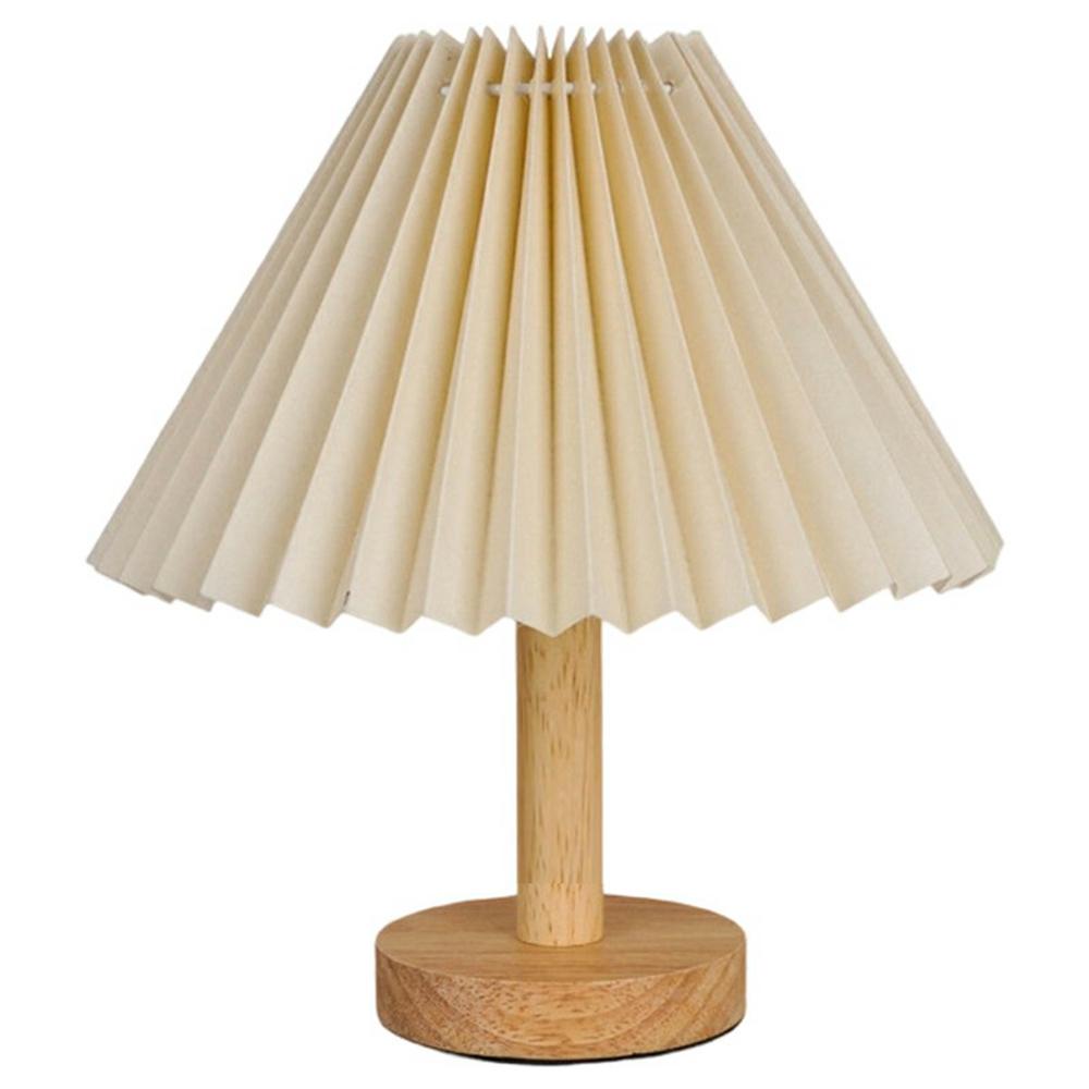 Warm Light Table Lamp Vintage Pleated Bedside Light USB Powered Decorative Lamp for Bedroom Creative Gift