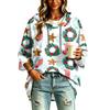 Women's Fashion Christmas Print Hooded Pullover Top, 3/4 Sleeve Casual Tunic