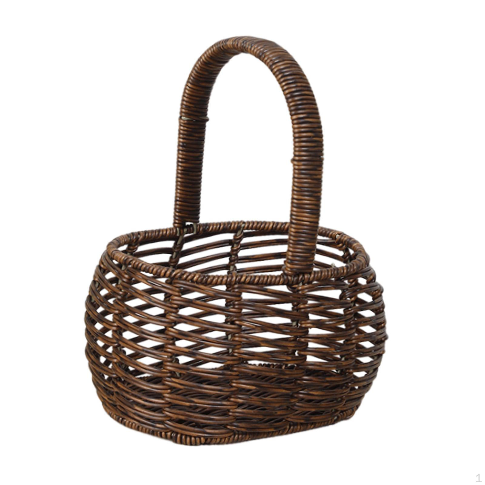 Hand Basket Made of Woven Rattan, Woven, Birthday Gift, Light темно-коричневого
