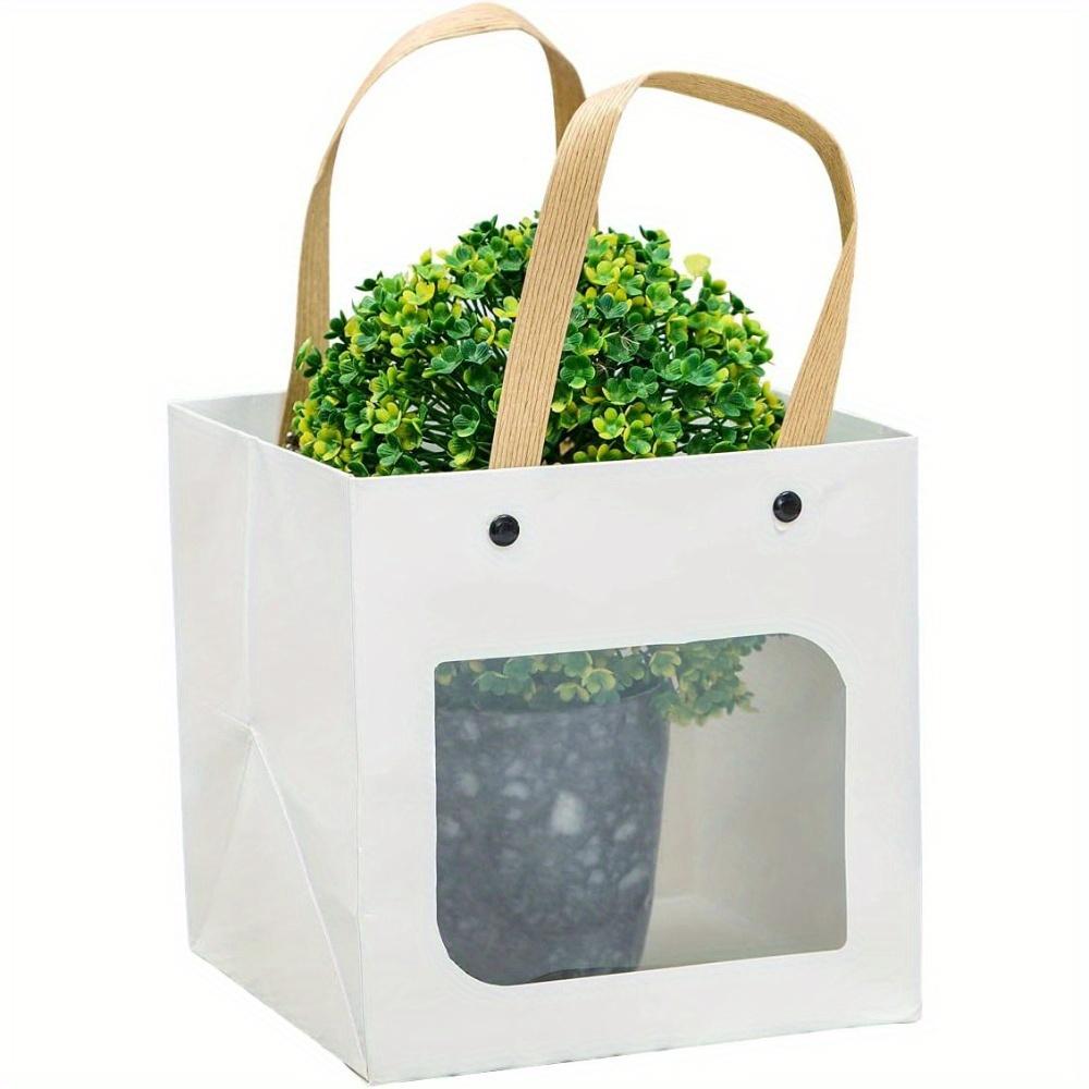 20pcs Gift Bags with Window and Handle Party Favor Bags Kraft Paper Square Bag Treat Bags Gift Wrap Bag Packaging Bags for Birthdays Weddings Parties