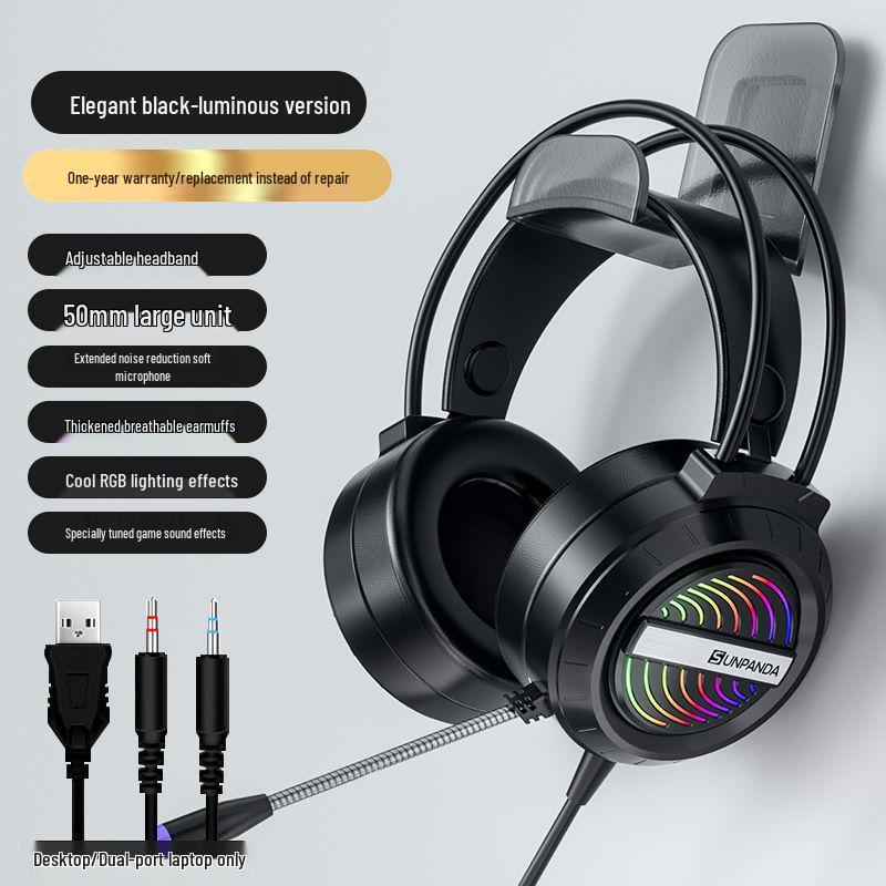 Wired USB Gaming Headset with Microphone for PC and Laptop