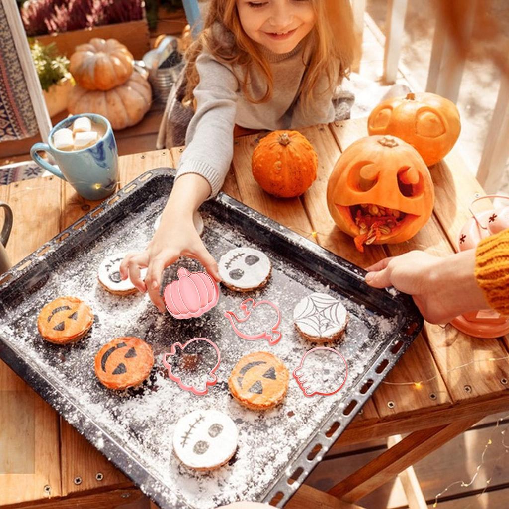 30 Pieces Cartoon Halloween Cookie Molds Large Pumpkin Ghost Skull Cookie Baking Tool Safe Gadget Supplies Decorating Tools