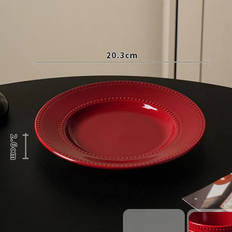 Leichter Luxus Hochzeit Keramikteller Hochwertige Vollfarbige Relief Speiseteller Haushalt Täglich Party Kuchen Dessert und Snackteller