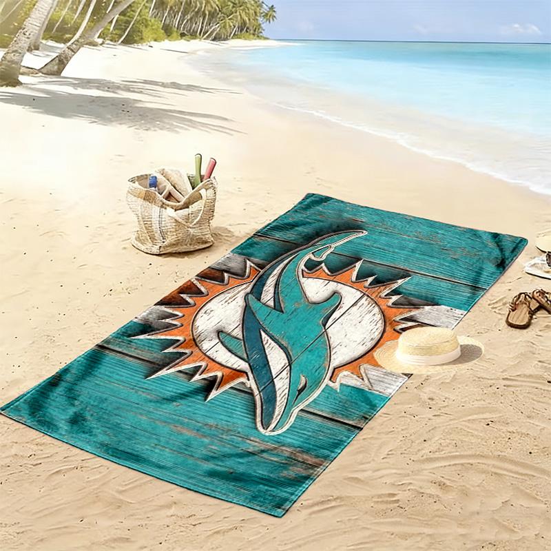 Miami Dolphins2 Print Beach Towel, Large Soft Quick Dry Towel for Beach Camping Swimming