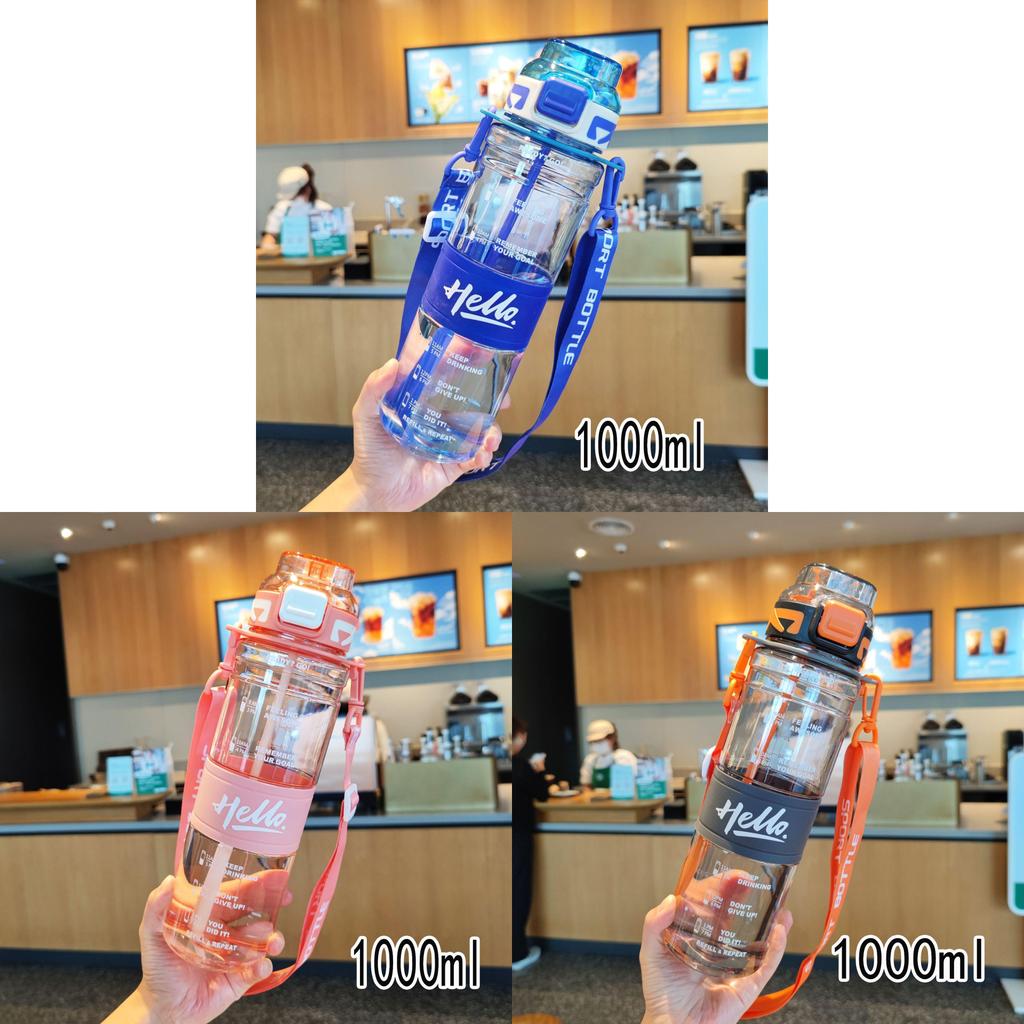 Pc Water Bottle With Strap And Push Lid For Office Home Outdoor Use