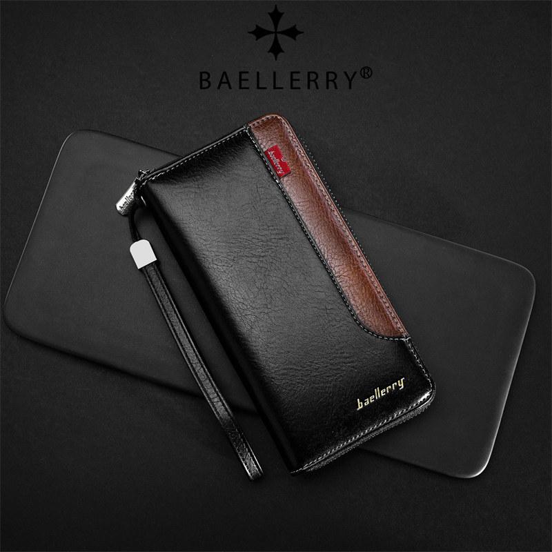 Baellerry Mode Homme Longs Portefeuilles Design Vintage Porte-Carte d'Identité Business Portefeuilles à Fermeture Éclair Portefeuilles Portefeuilles à Monnaie