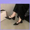 French Vintage Mary Jane Shoes For Women With Pointed Toe And Chunky Heel For Daily Wear