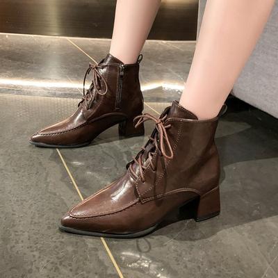 Women'S Vintage Pointed Toe Ankle Boots with Chunky Mid Heel - Faux Cover Dress Shoes, Zipper Closure & Rubber Sole for All-Season Comfort