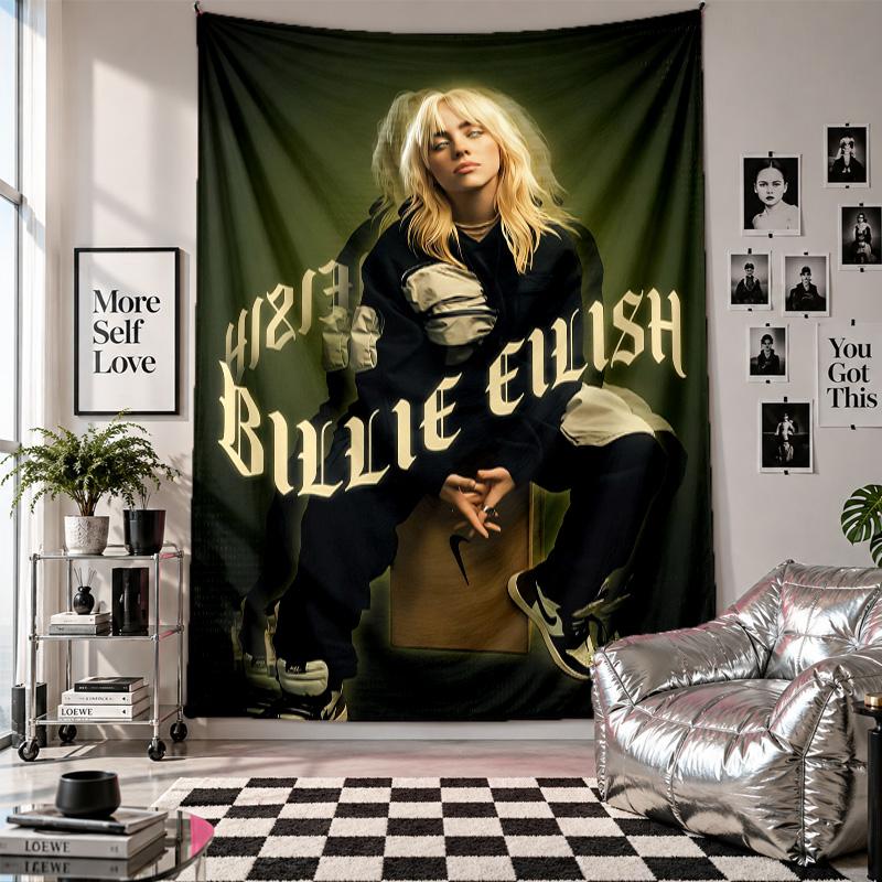 Wall TapestryBillie Eilish Art Hanging Cloth Decorative Background Cover for Room Decoration
