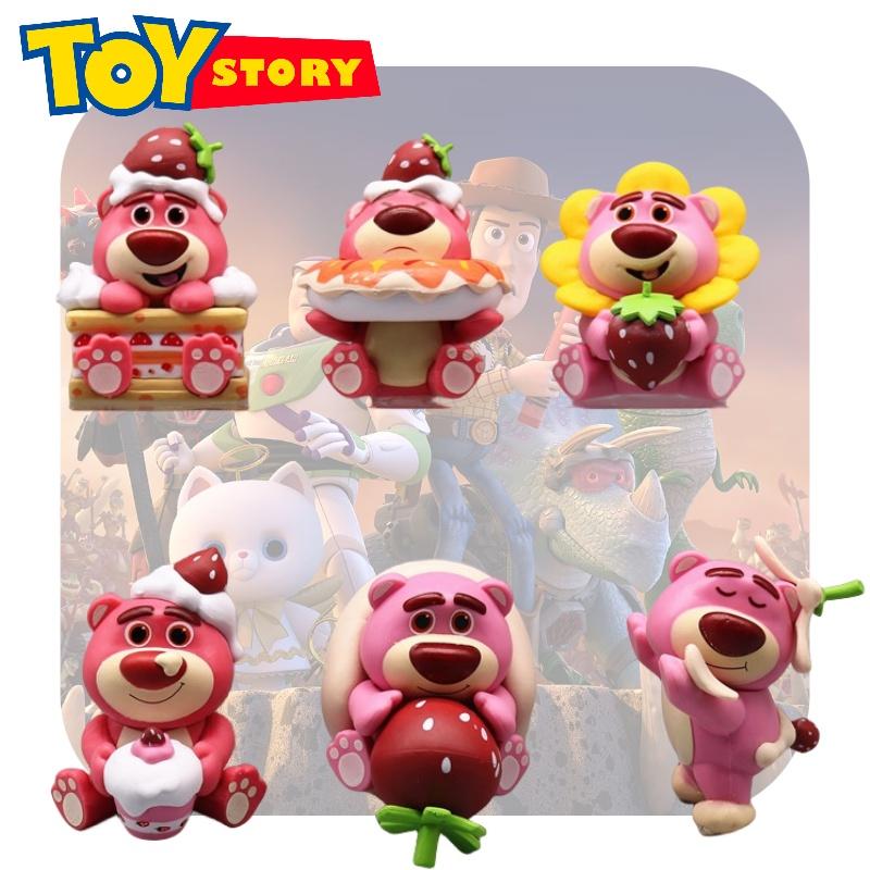 Strawberry Bear Collectible Action Figure Set Cute Pink Toy For Car Decoration
