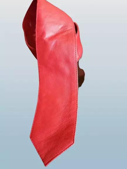 Handmade Leather Neck Tie Genuine Lambskin Stylish Wedding Partywear Men's Red