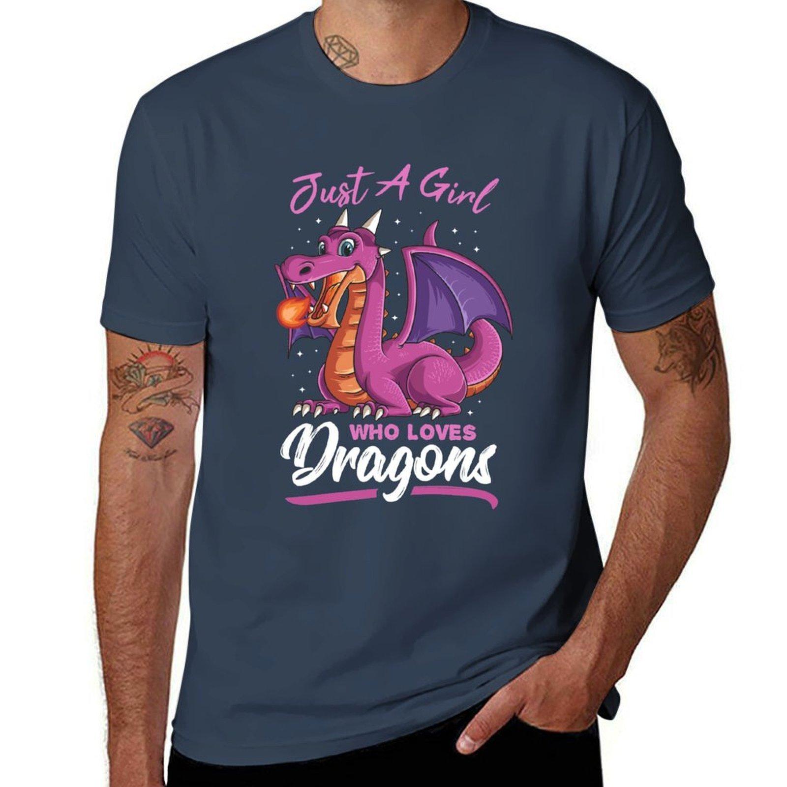 Just A Girl Who Loves Dragons Tshirt Large Size Breathable Tee S